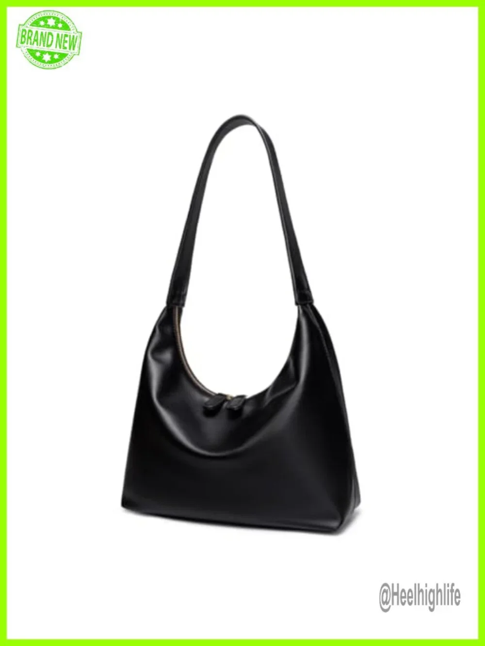 Faux Leather Hobo Shoulder Bag Double Zipper Tote Handbag